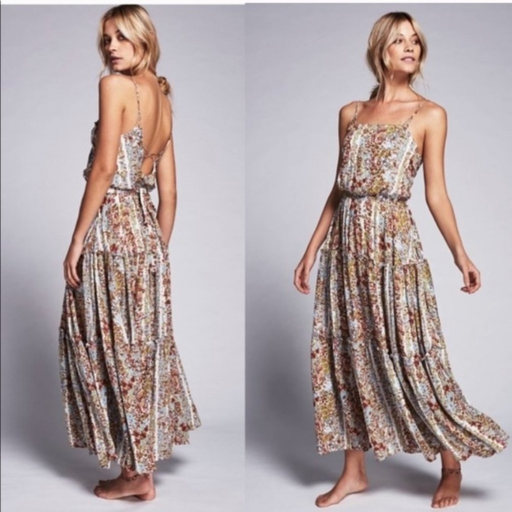 Free People / XS / Blue mulit colored maxi dress